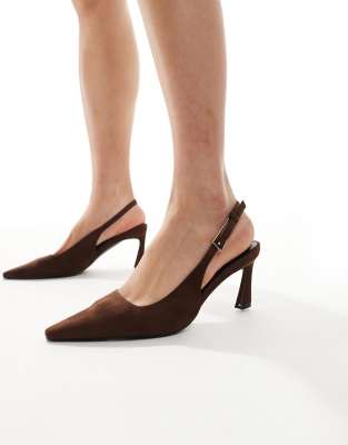 Glamorous Pointed Slingback Heeled Pumps In Brown