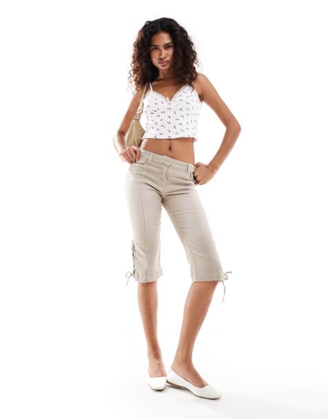 Glamorous pointelle ditsy cami crop top with lace hem - view 1
