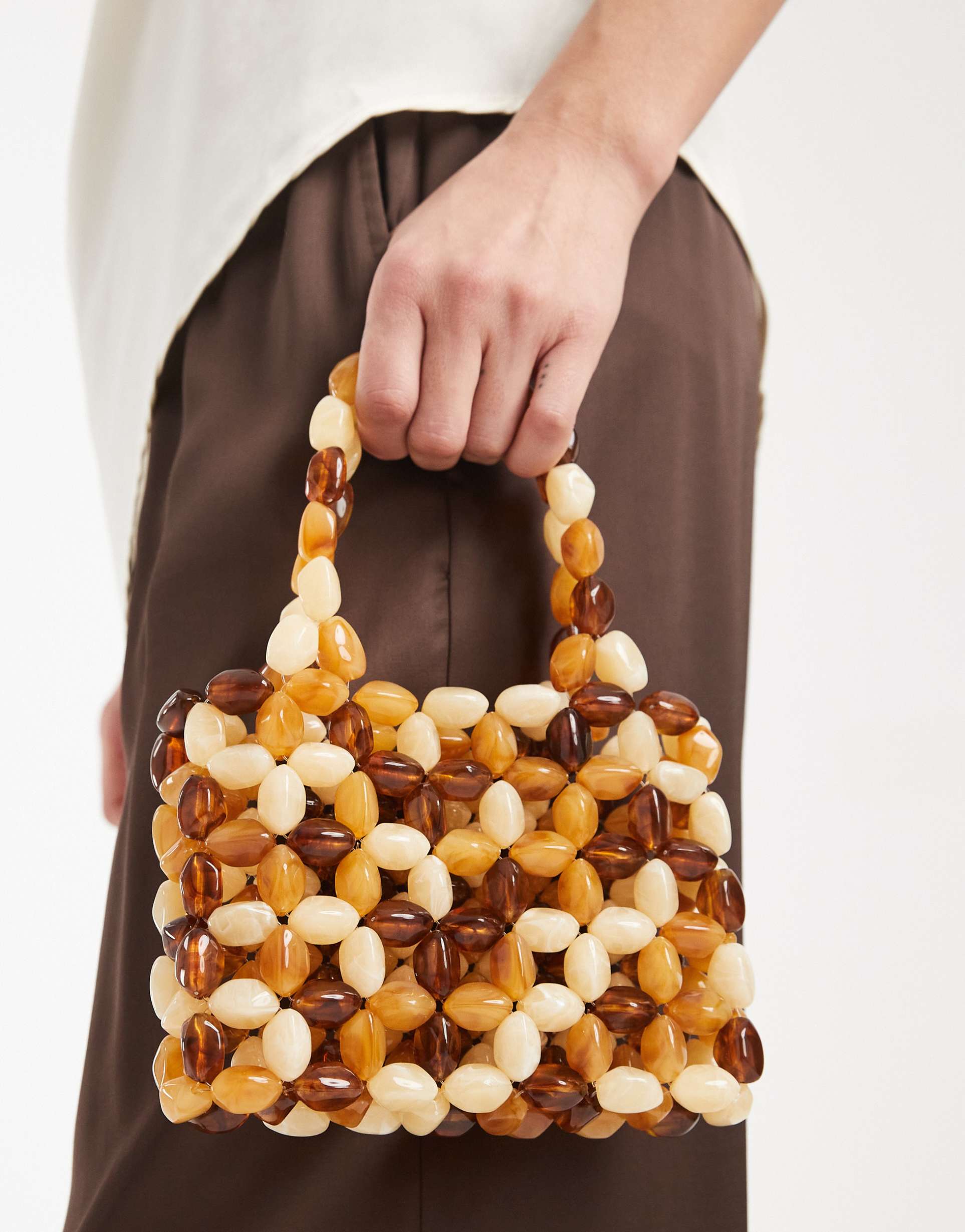 glamorous premium beaded mini grab bag in multi