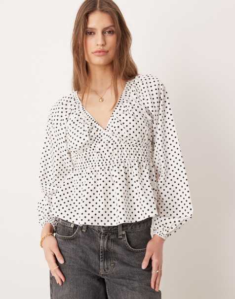 Glamorous – Prickig blus med ballongärmar - view 1