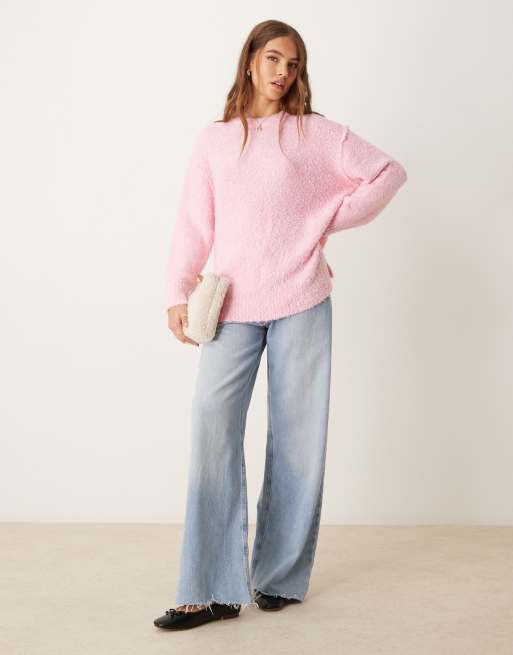 Glamorous – Przytulny dzianinowy sweter oversize w jasnoróżowym kolorze