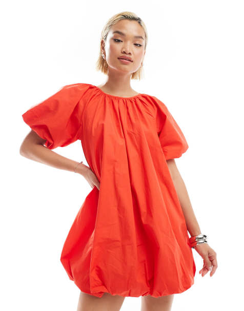 Glamorous puff ball mini dress in pop red - view 1
