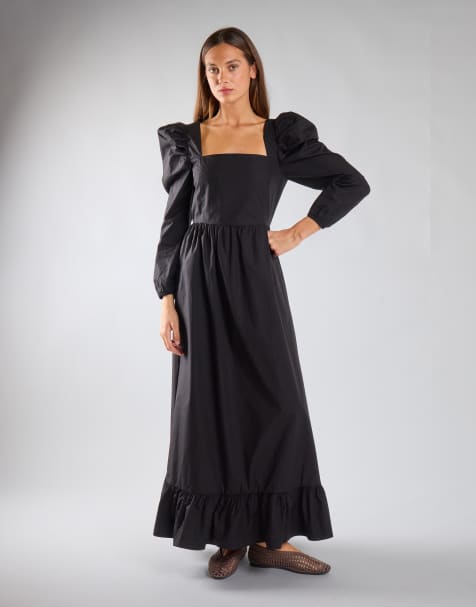 Glamorous Puff long statement sleeve maxi dress in black - view 1