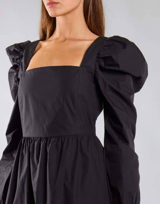 Glamorous Puff long statement sleeve maxi dress in black, 3 of 4