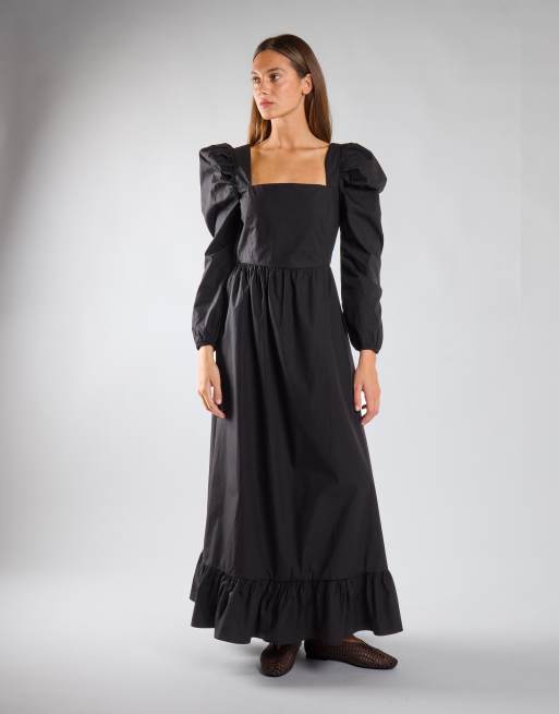 Glamorous Puff long statement sleeve maxi dress in black, 4 of 4