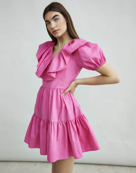 Glamorous Puff ruffle mini dress in hot pink - view 1