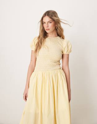 Glamorous Puff Sleeve Midaxi Dress In Multi