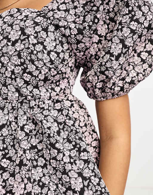 Glamorous puff sleeve smock top in pink jacquard co-ord | ASOS