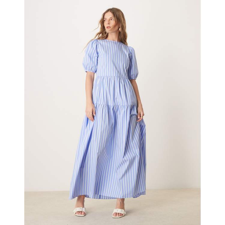 blue and white striped dress amazon Striped Summer Maxi Dress main image 0