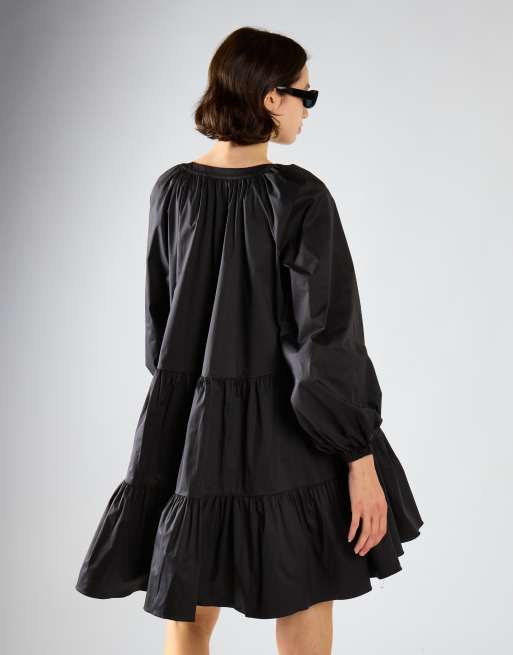 Glamorous Puff sleeve v-neck maxi dress in black, 2 of 4