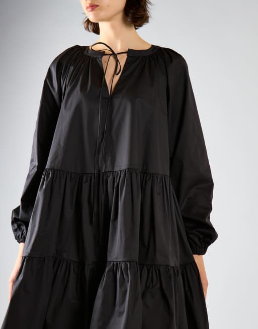 Glamorous Puff sleeve v-neck maxi dress in black, 4 of 4