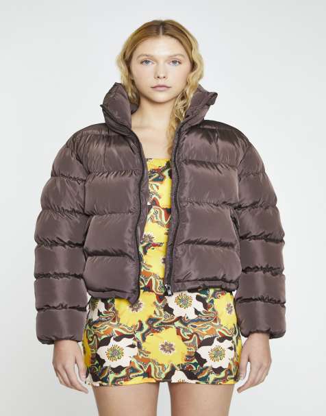 Glamorous Puffer long sleeve jacket in chocolate - view 1