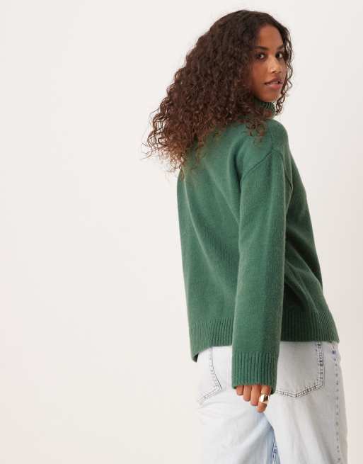 Pull Femme Col Roulé Vert - Taille M - Occasion En Parfait état