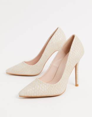 Glamorous Pumps In Bone Croc-white | ModeSens