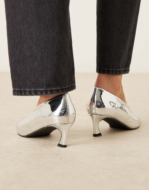 Glamorous - Pumps met kitten hakken in zilver, 4 van 4