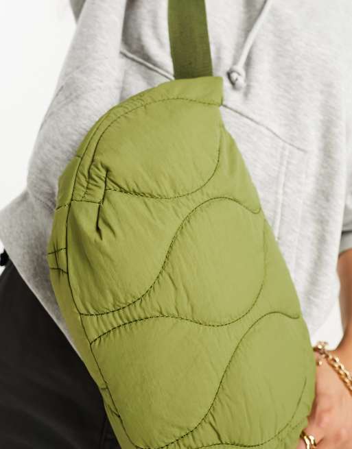 Dark Green Quilted Sling Bag