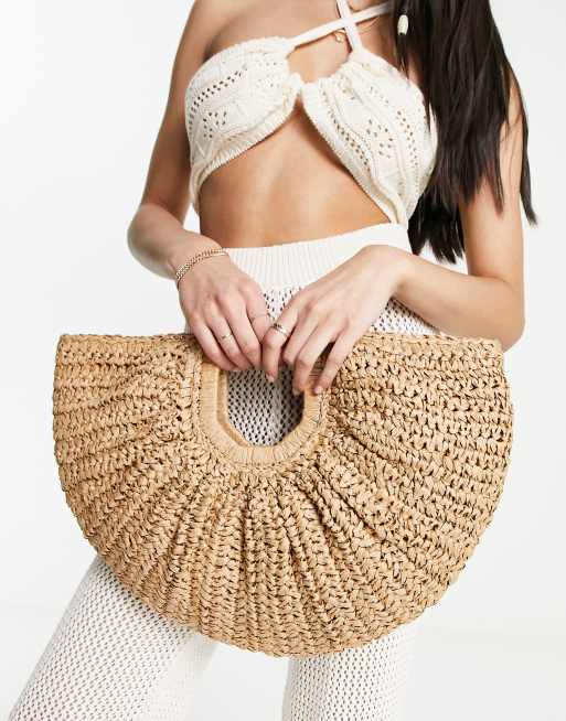 Half Moon Bag Crochet Raffia Bag Hand Held Clutch Half -  Norway