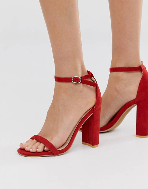smid væk Nøgle Rendition Glamorous red barely there block heeled sandals | ASOS