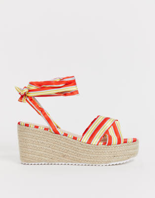red espadrille wedge sandals