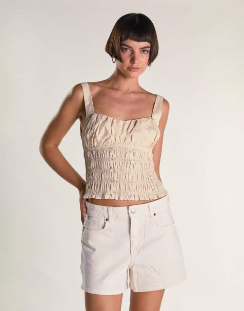 Glamorous Regular fit denim short in ecru - view 1