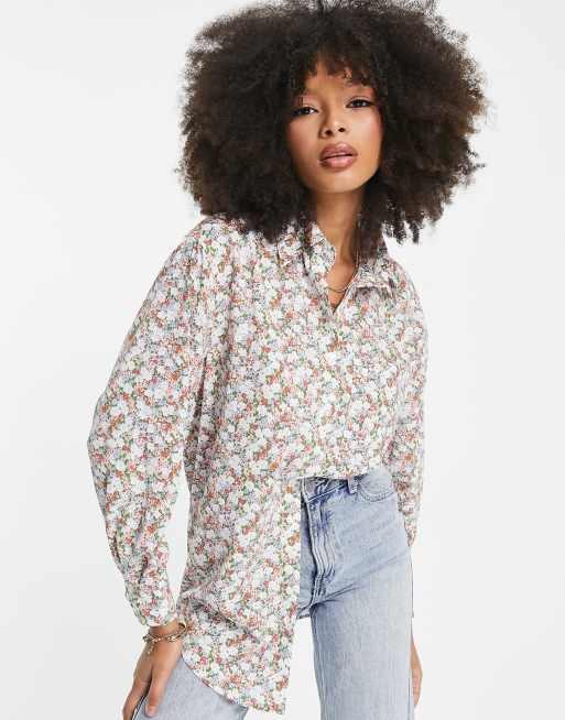 Glamorous relaxed boyfriend shirt in retro floral | ASOS