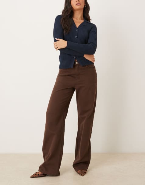 Glamorous Relaxed fit straight jeans in brown