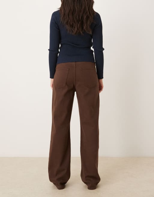 Glamorous Relaxed fit straight jeans in brown, 3 of 5