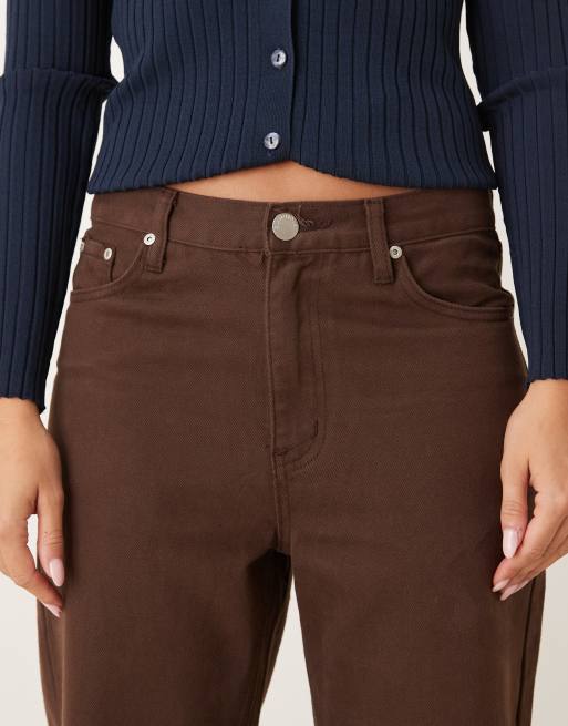 Glamorous Relaxed fit straight jeans in brown, 5 of 5