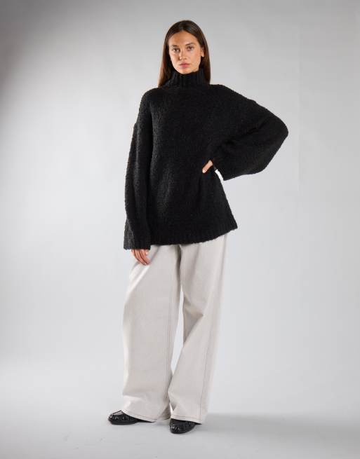 Glamorous Relaxed fit wide-sleeve knit jumper in black, 4 of 4