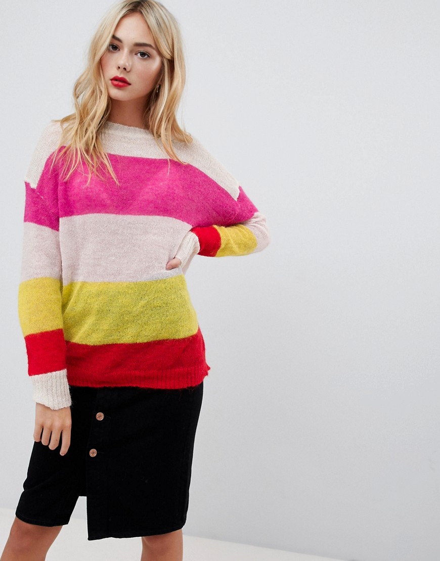 Glamorous relaxed jumper in loose knit stripe-Multi