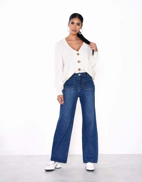 Glamorous Relaxed straight leg in dark blue stonewash
