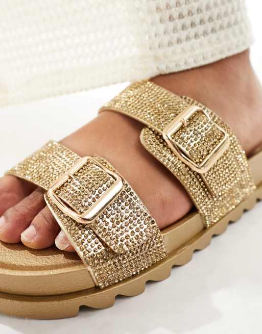 Gold bling slides new arrivals