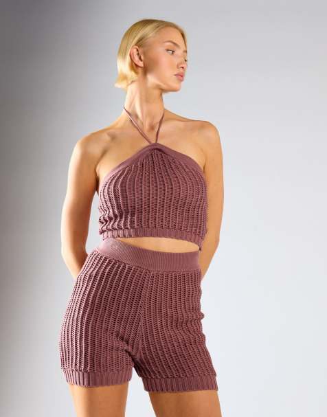 Glamorous Ribbed shorts in mink - view 1