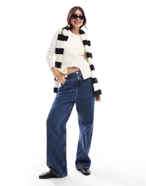 Glamorous ribbed stripe scarf in black and white - view 1