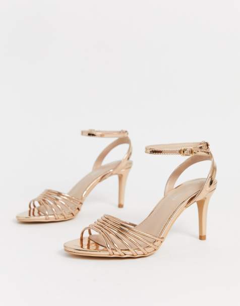 Glamorous – Riemchensandalen mit Absatz in Roségoldspiegel