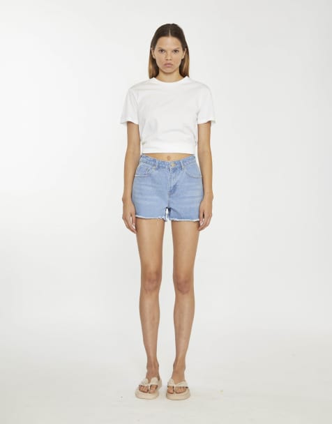 Glamorous Ripped denim shorts in bleach blue - view 1