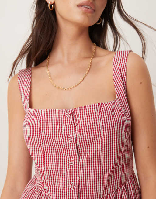 Glamorous - Robe courte corset tendance folk - Vichy rouge, 4 de 4