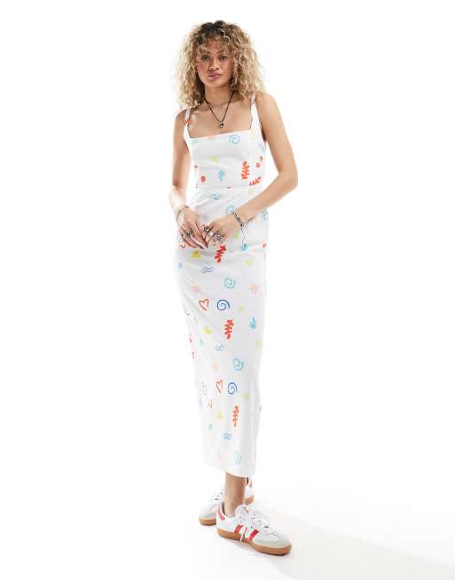 Glamorous - Robe mi-longue à bretelles et encolure carrée avec imprimé vacances