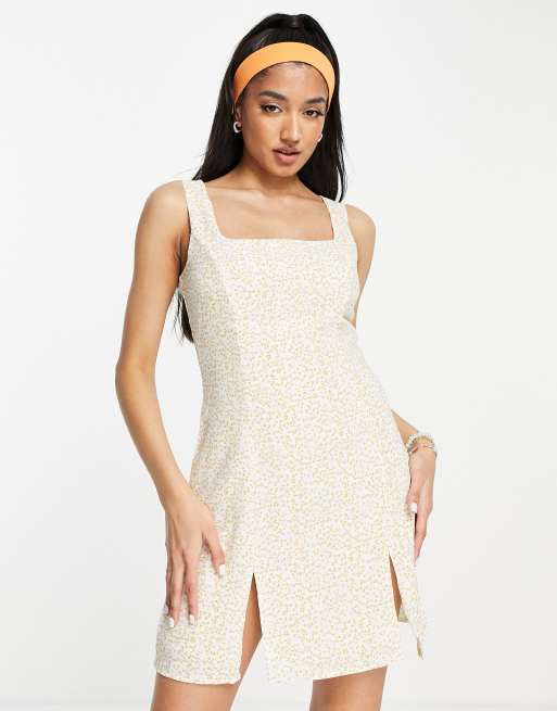 Glamorous - Robe style années 90 près du corps avec bretelles à pâquerettes - Jaune
