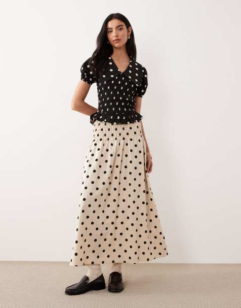 Glamorous - Rok met verlaagde taille en stippen in crème en zwart, deel van co-ord set - view 1