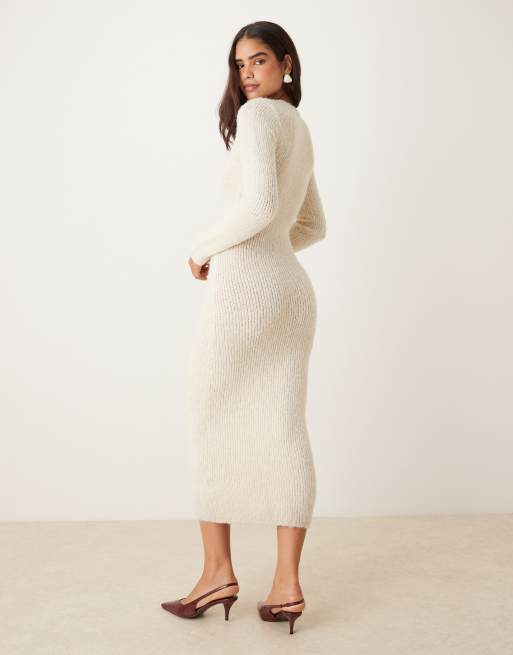 Glamorous roll neck maxi dress in cream, 3 of 4