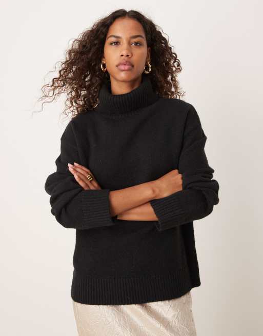 Glamorous roll neck slouchy jumper in black knit