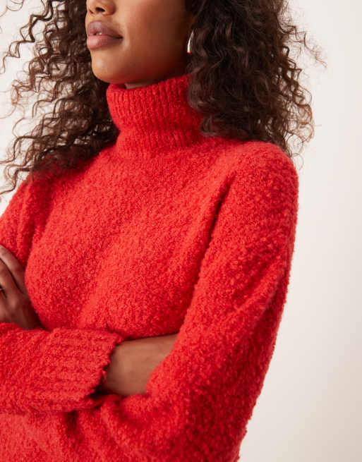Red roll neck jumper dress clearance