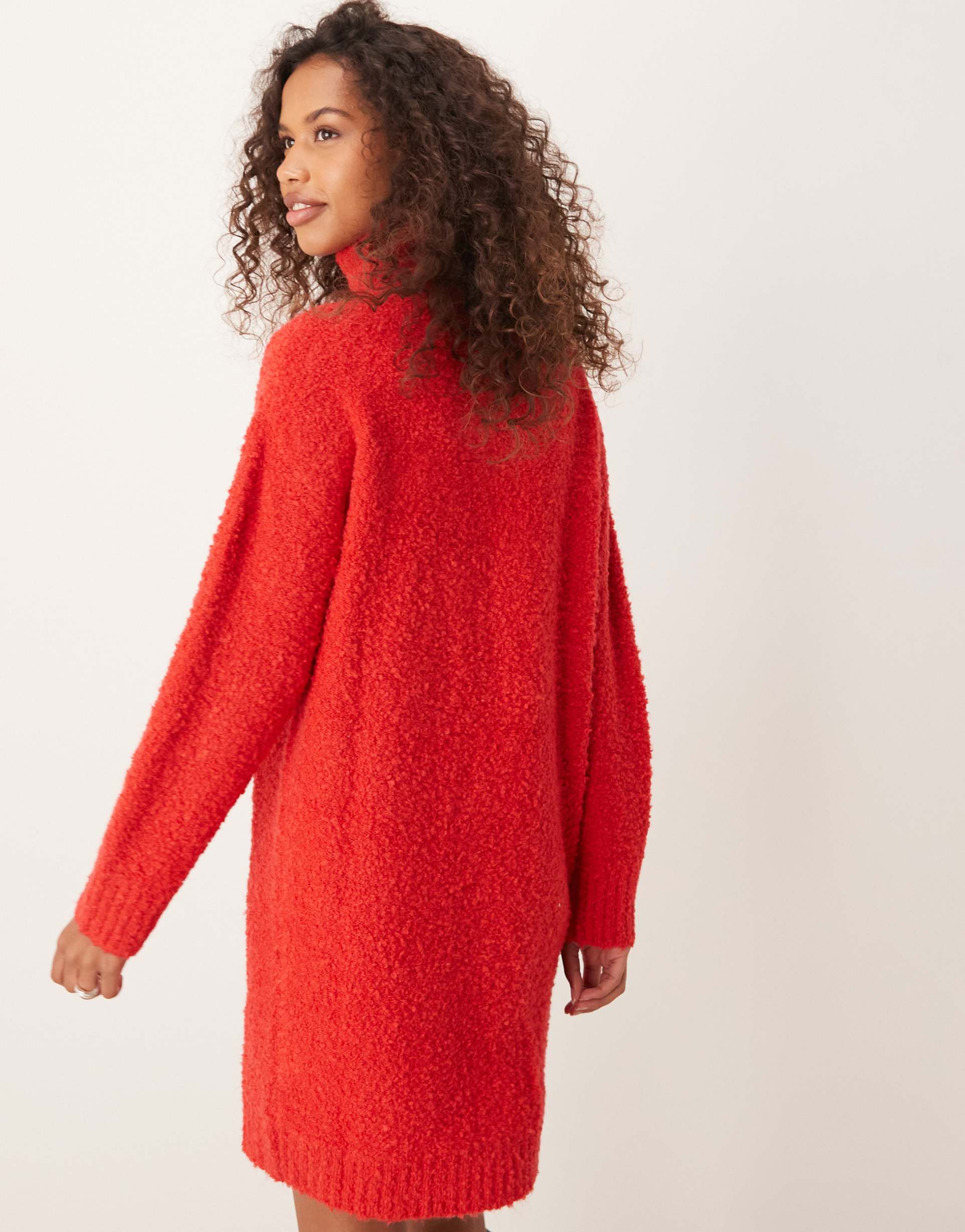 glamorous roll neck slouchy sweater dress in red