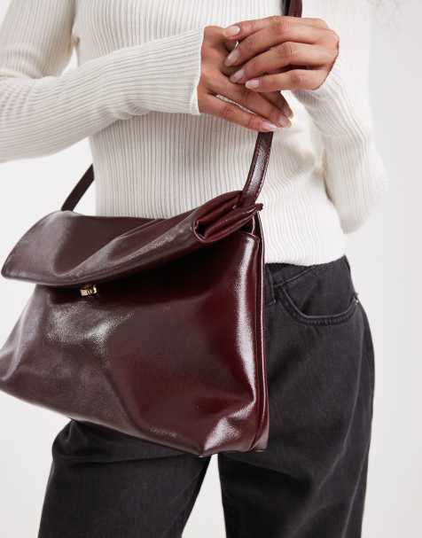 Glamorous roll top crossbody bag in burgundy - view 1