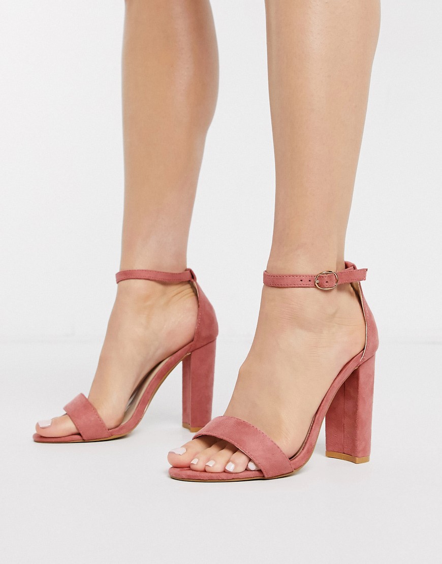 Glamorous – Rosa barely there-sandaler med klack