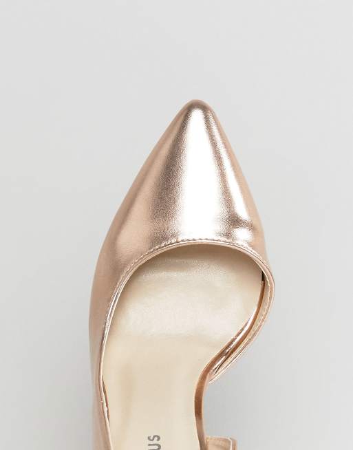 Glamorous Rose Gold Ankle Strap Court Shoes, 3 of 4