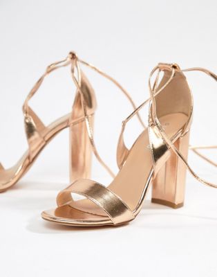 gold ankle tie heels