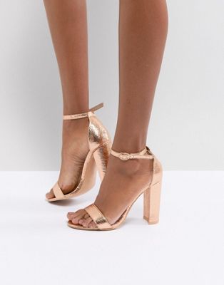 block rose gold heels