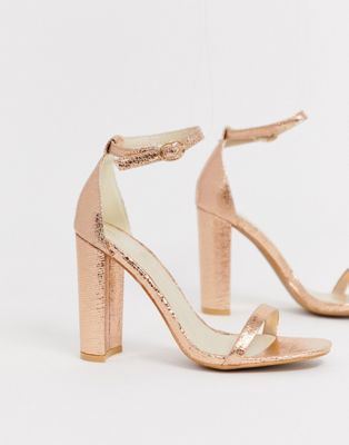 CHERUB Rose Gold Open Back Barely There Block Heeled Sandal 